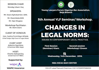 Event – 5th  Annual Young Lawyers Forum (YLF) Workshop holds 14/12/16.