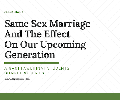Same sex marriage and the effect on our upcoming generation