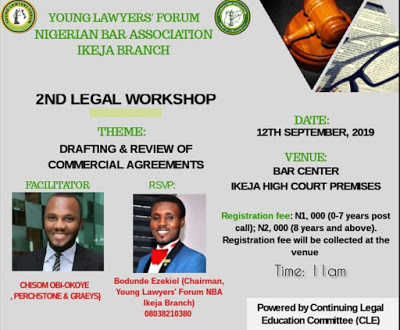 NBA Ikeja Young Lawyers’ Forum Presents Legal Workshop