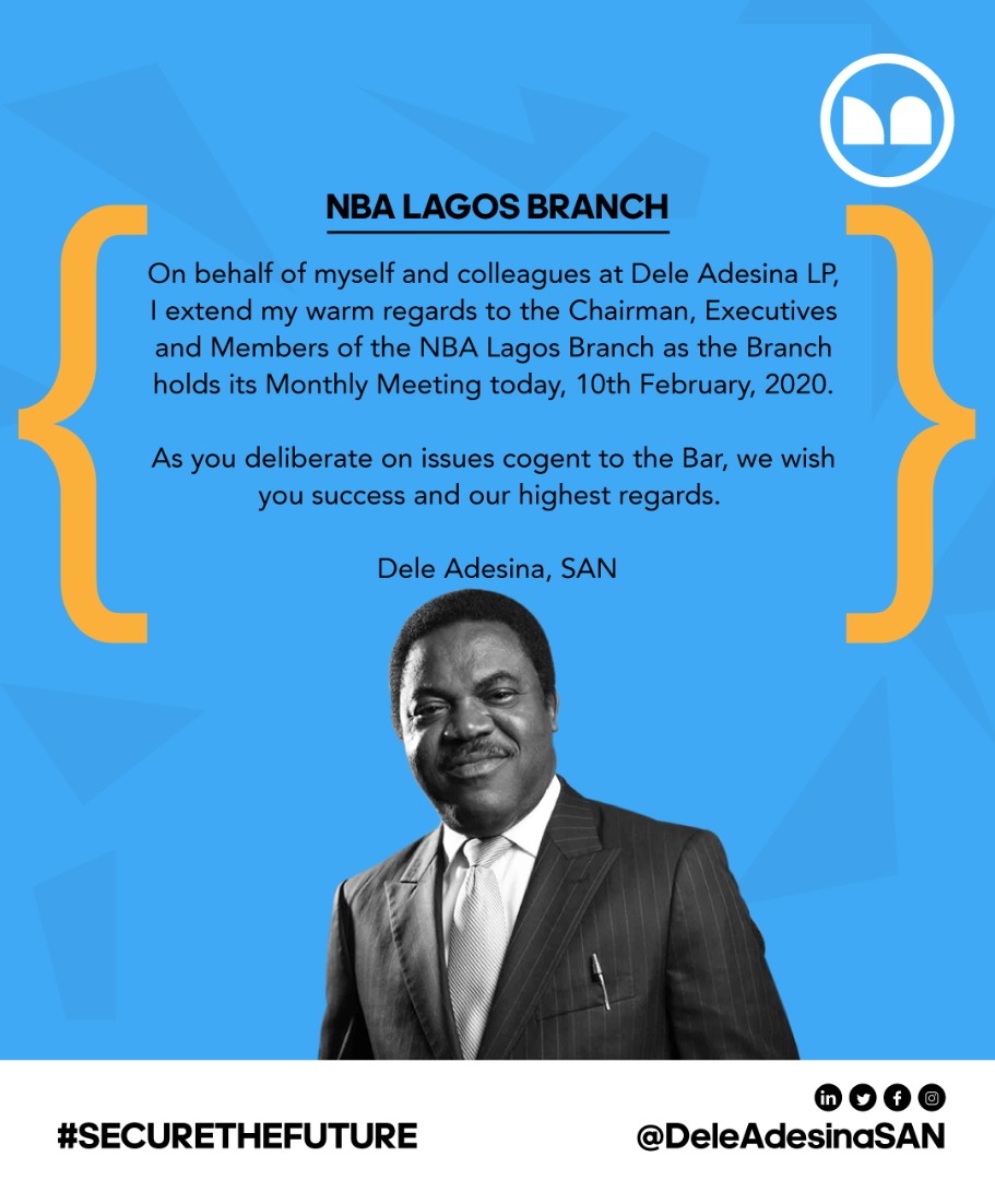 Dele Adesina, SAN felicitates with NBA Lagos